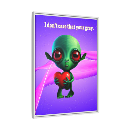I don't care that your grey - framed canvas art (purple-pink wave)