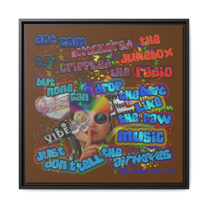 drop the beat - framed canvas art (brown)