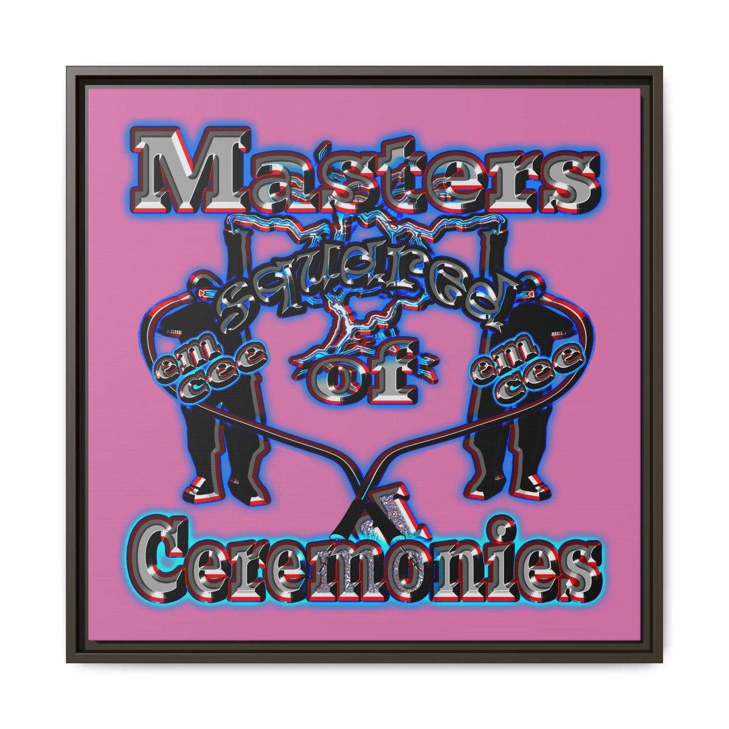 em cee squared - framed canvas art (light pink)