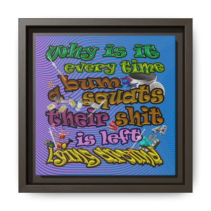 the bum's shit - framed canvas art (light blue-purple wave)