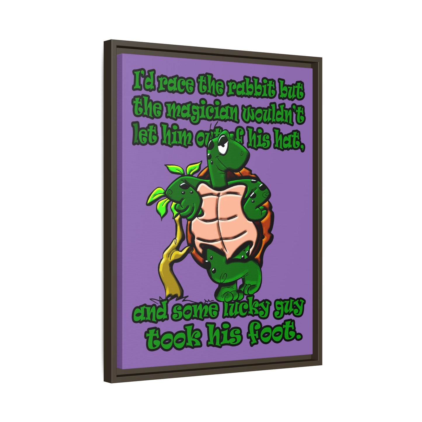 turtle race - framed canvas art (light purple)