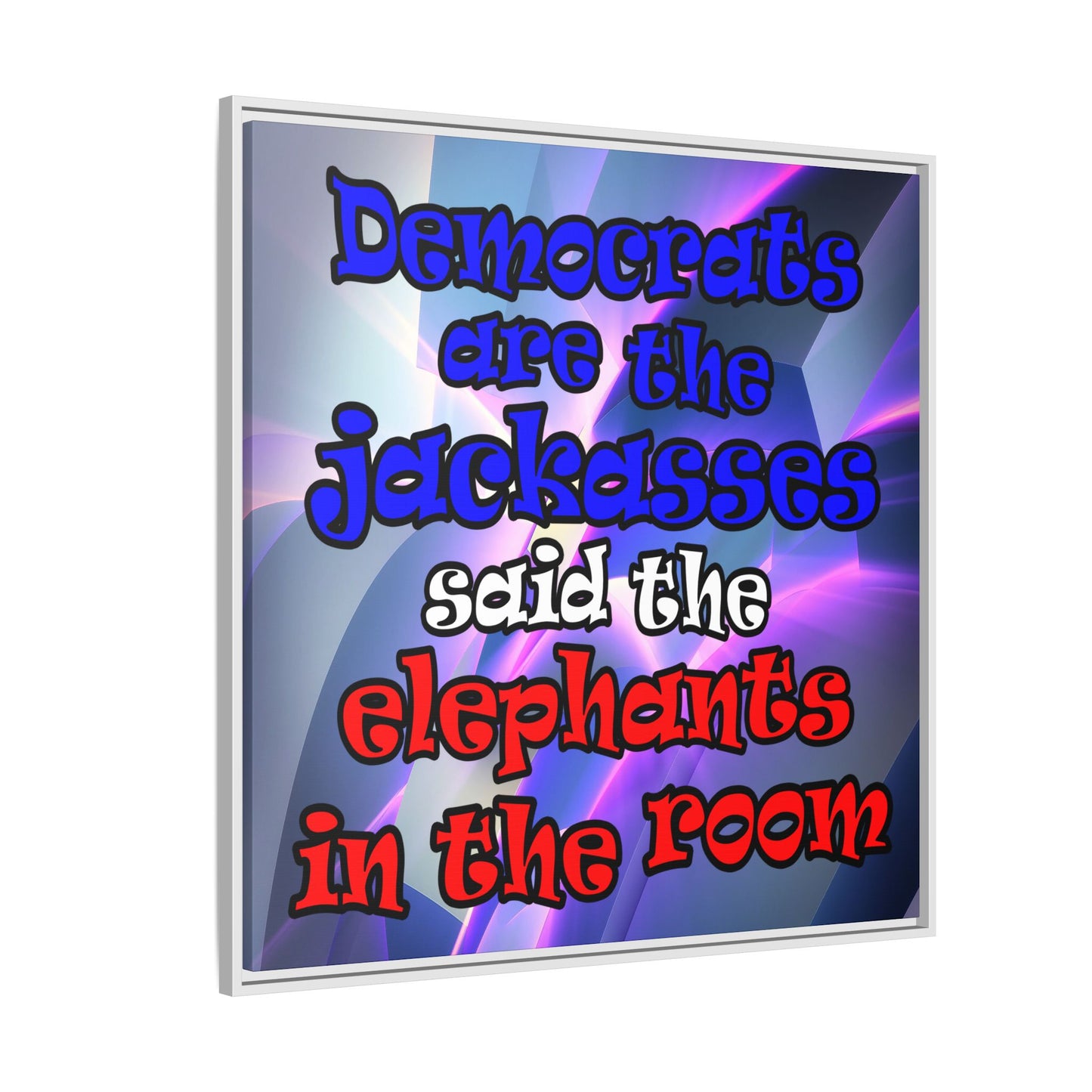 donkeys and elephants - framed canvas art (grey-pink wave)