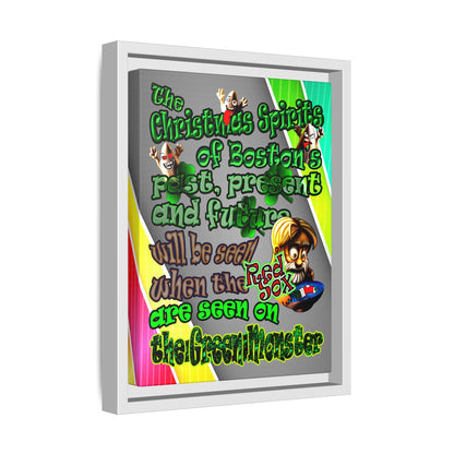 christmas spirits of boston - framed canvas art (rainbow split)