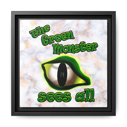 green monster - framed canvas art (white marble)