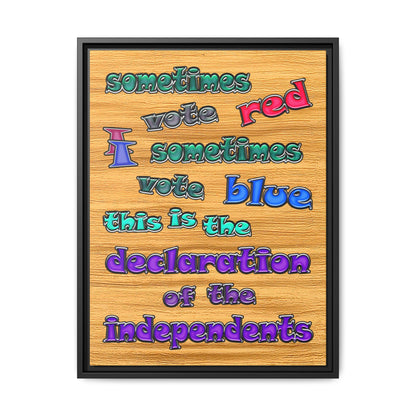 declaration of the independents - framed canvas art (butterscotch wood finish)