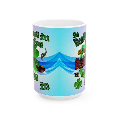 celtics logo - White Mug (light blue-pink wave)