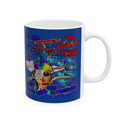drop the beat - White Mug (dark blue)