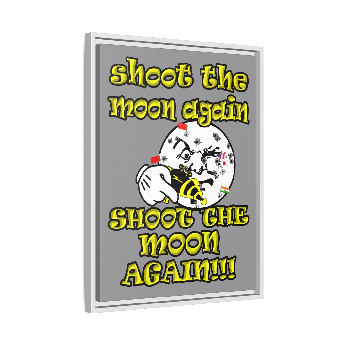shoot the moon again - framed canvas art (grey)