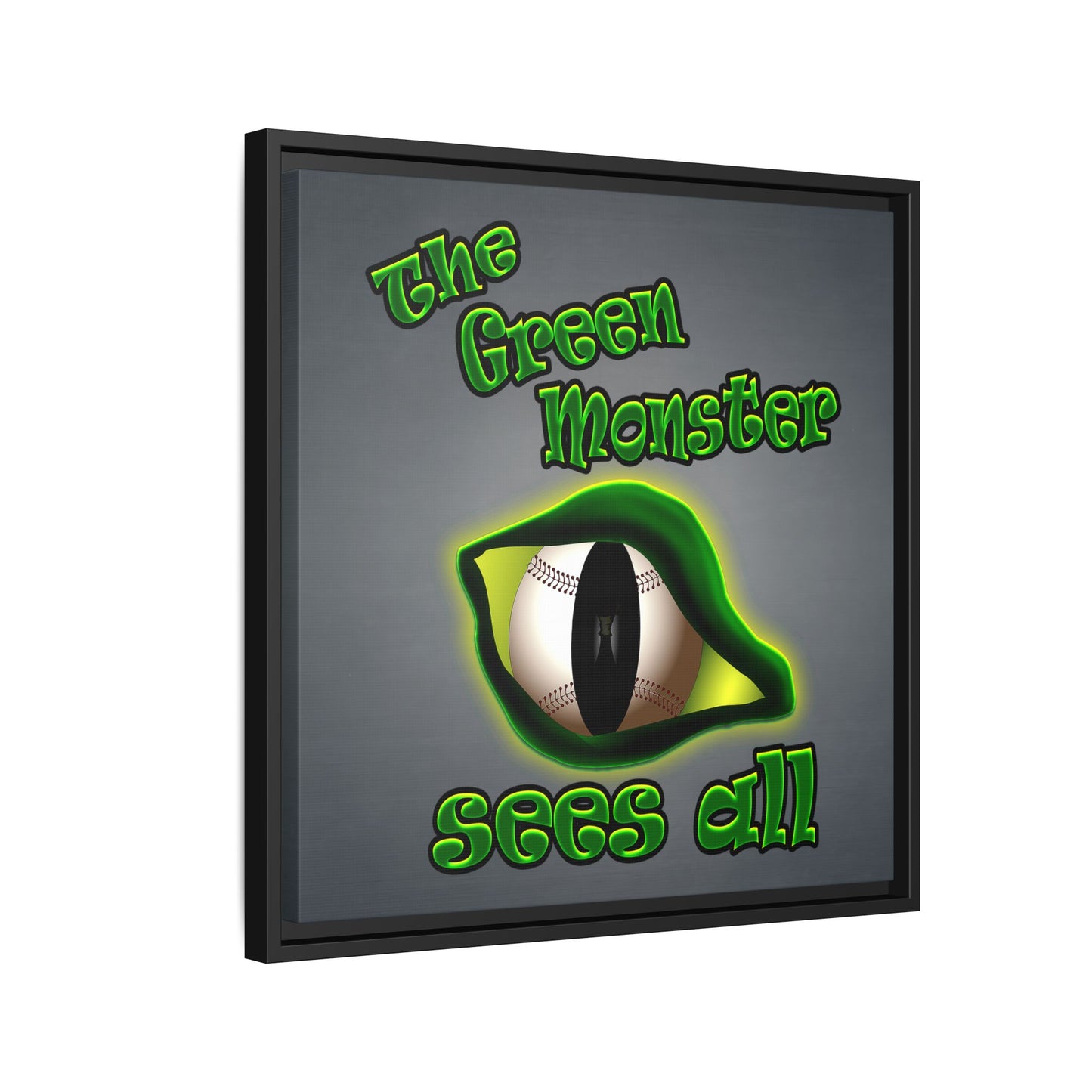 green monster - framed canvas art (grey-light grey)