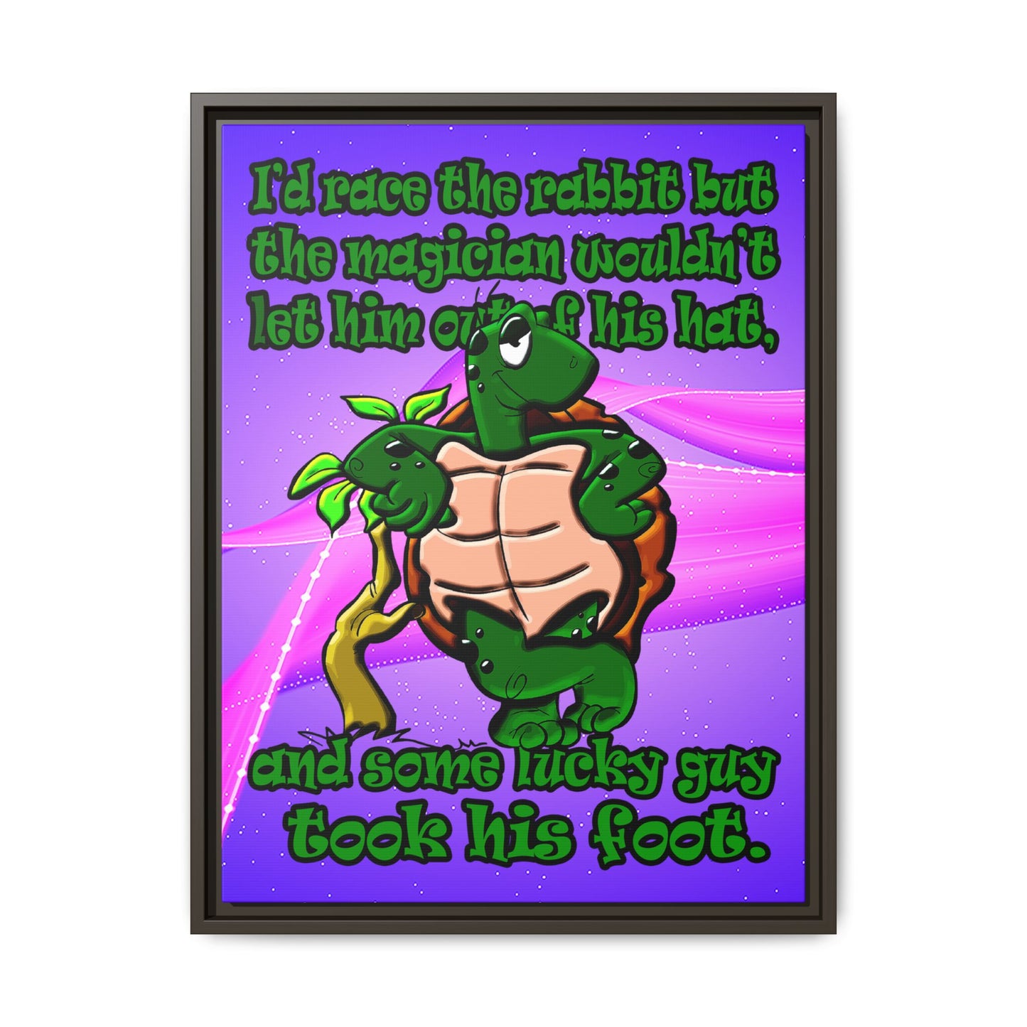 turtle race - framed canvas art (purple-pink wave)