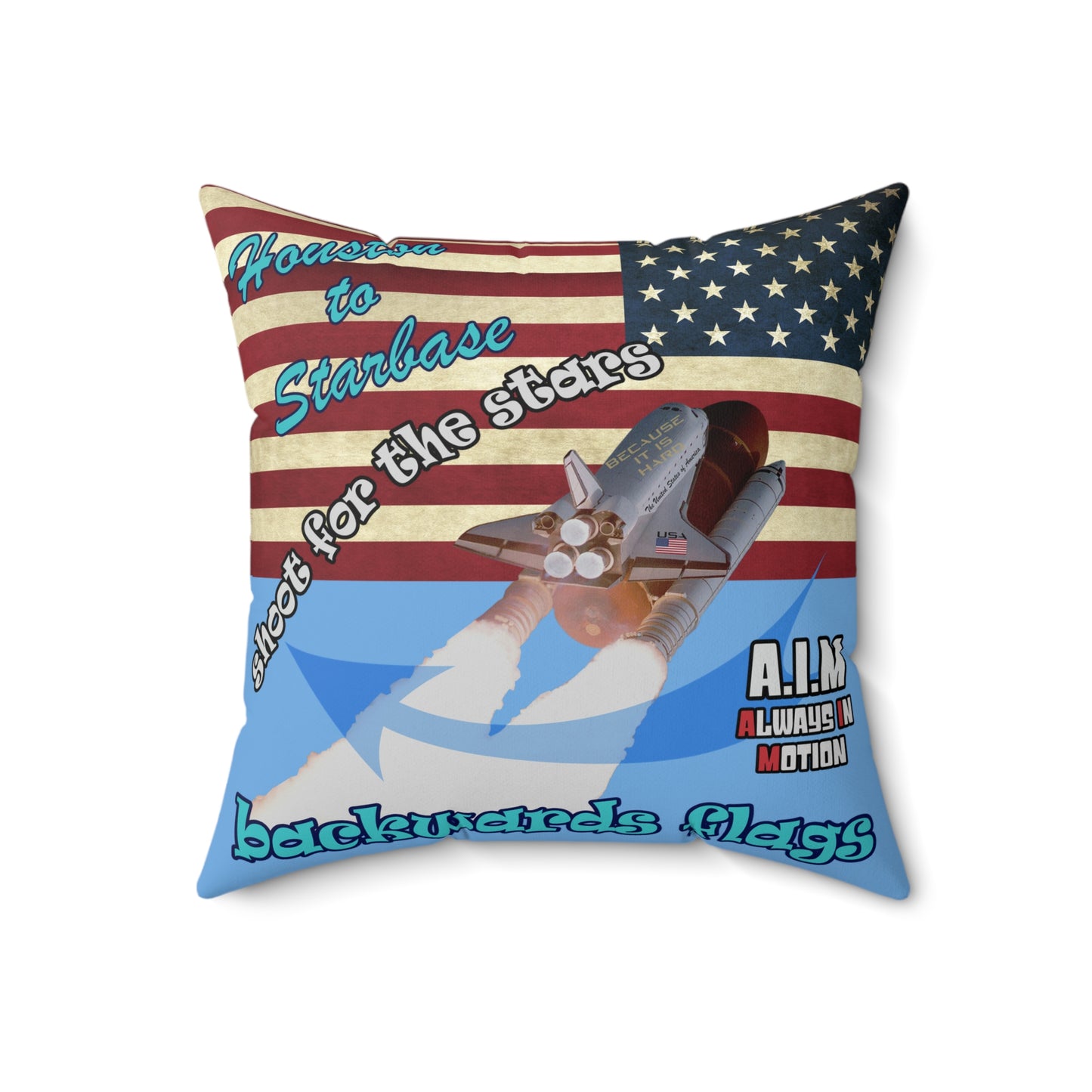shoot for the stars - Spun Polyester Square Pillow - (light blue)