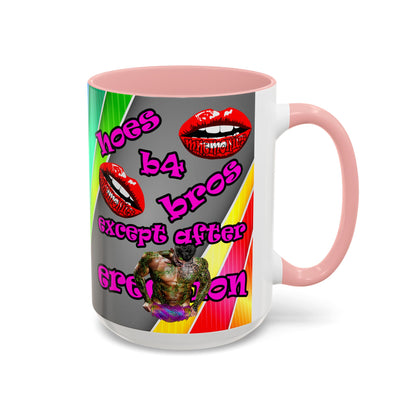 hoes b4 bros - Accent Mug (rainbow split)