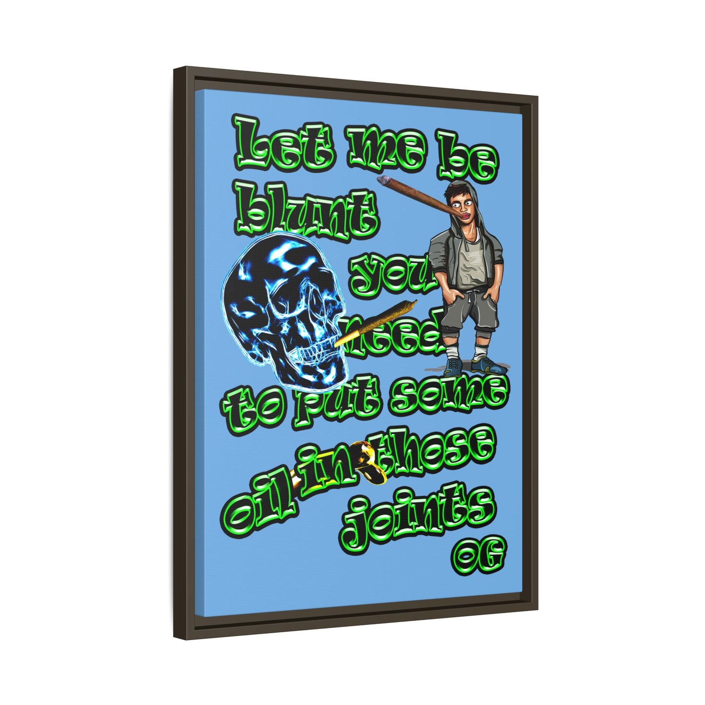 og - framed canvas art (light blue)