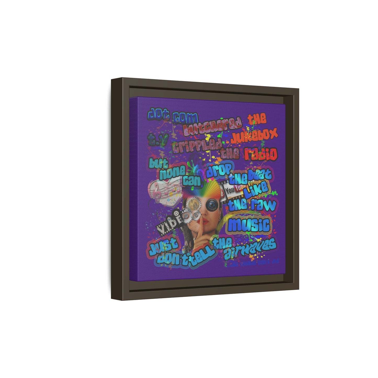 drop the beat - framed canvas art (purple)
