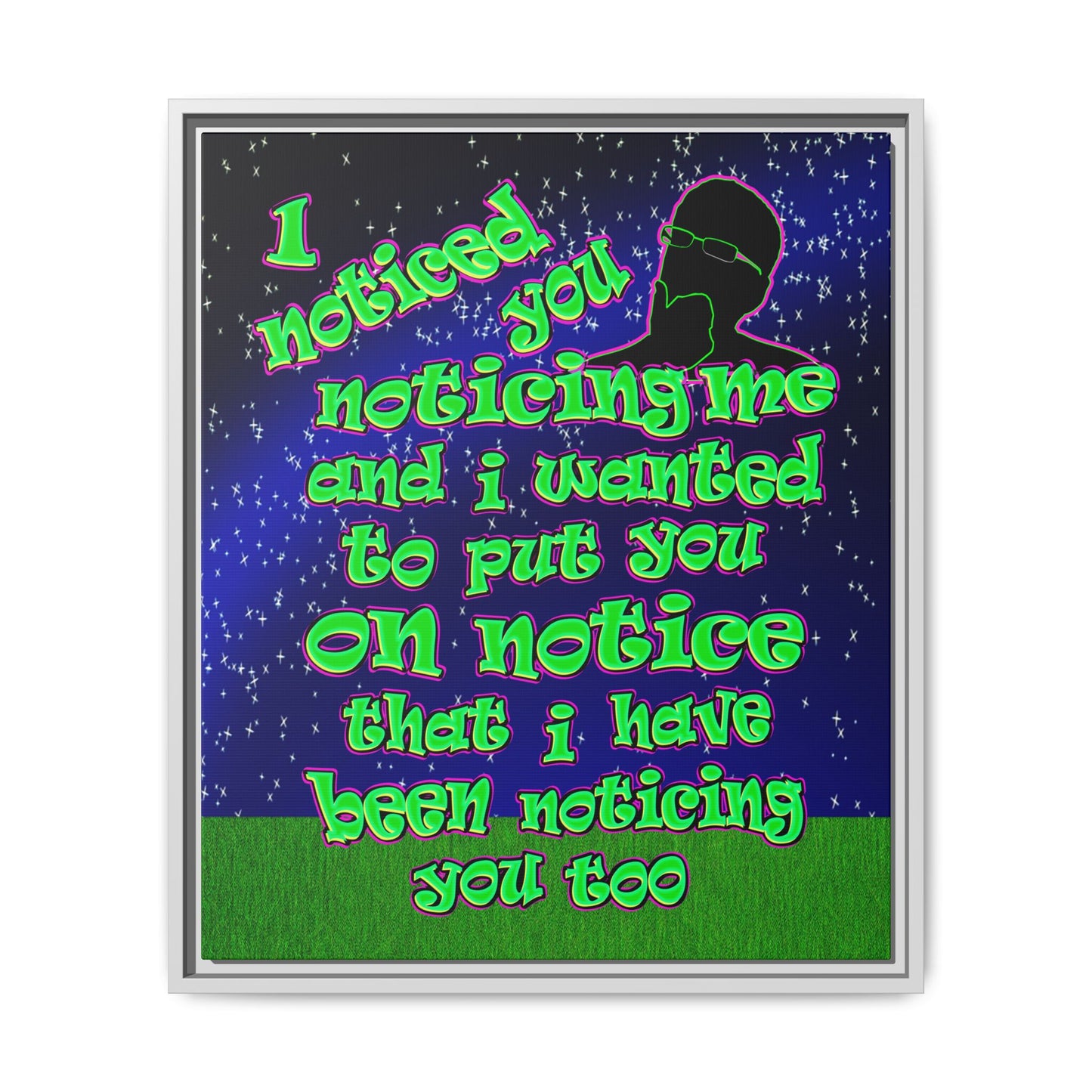noticed you noticing - framed canvas art ('snoops' background)