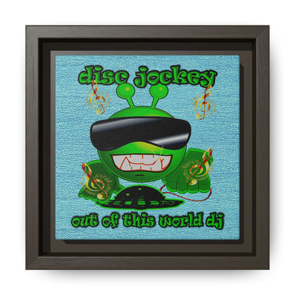 disc jockey - framed canvas art (faded blue)