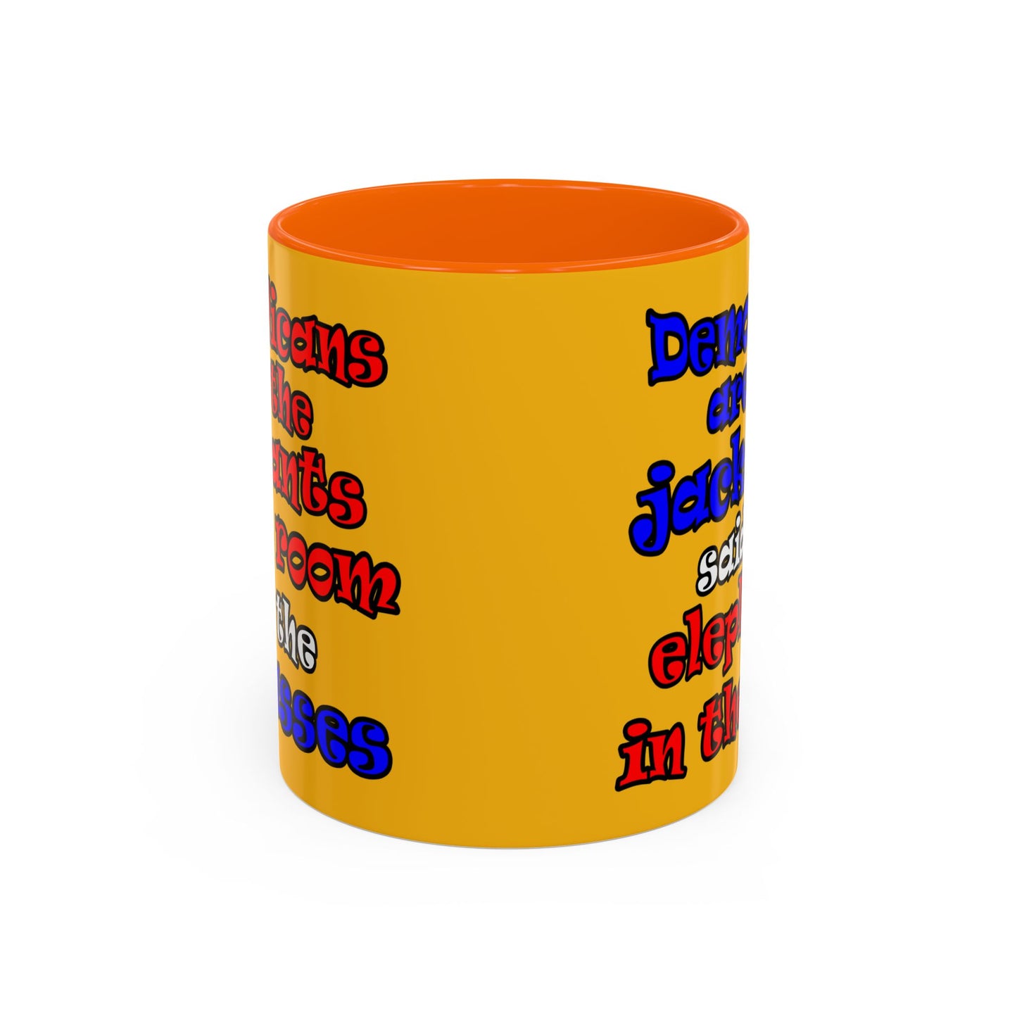 donkeys and elephants - Accent Mug (yellow)