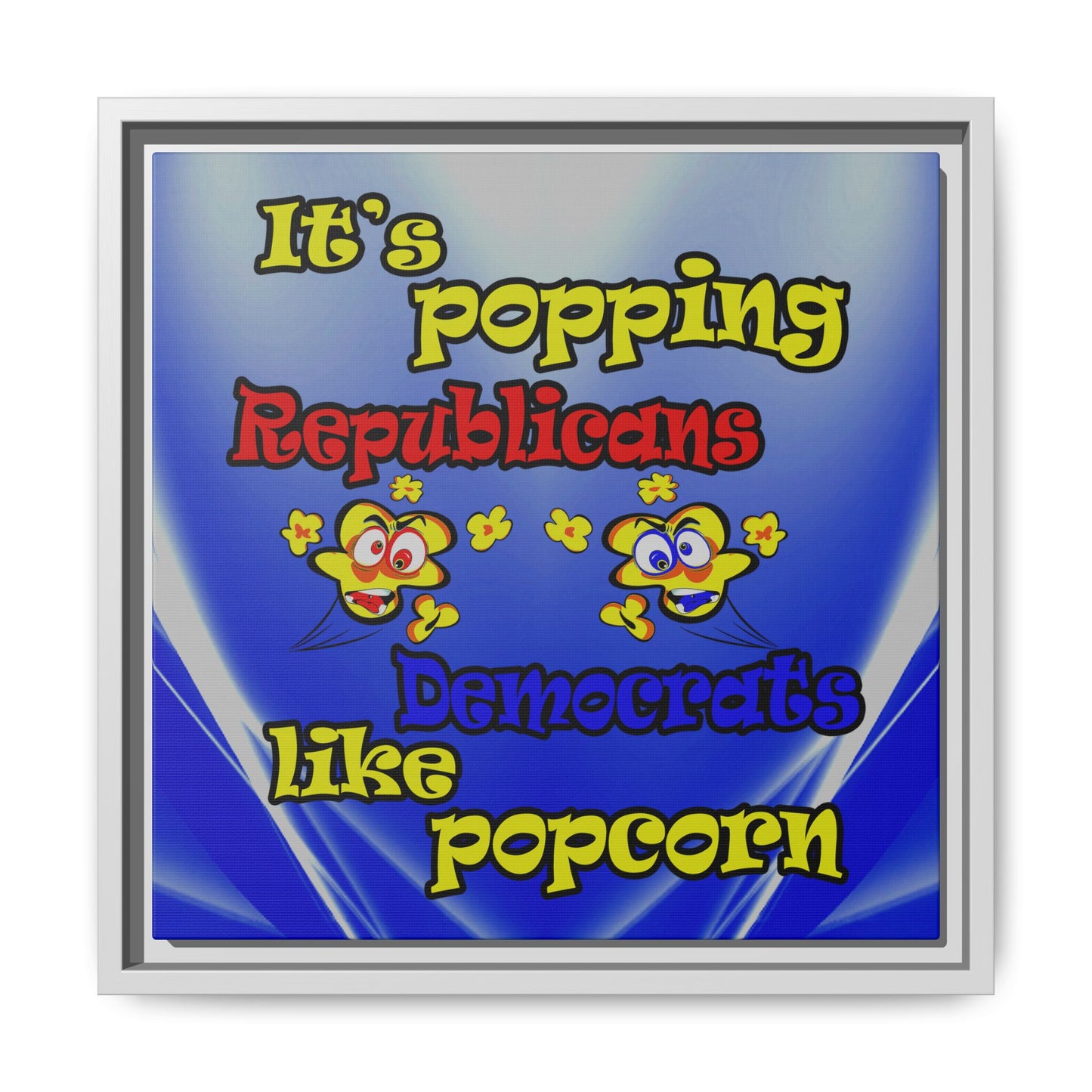 popping like popcorn - framed canvas art (blue-white wave)
