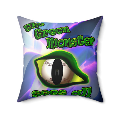 green monster - Spun Polyester Square Pillow - (grey-pink wave)