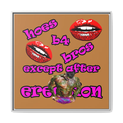hoes b4 bros - framed canvas art (light brown)