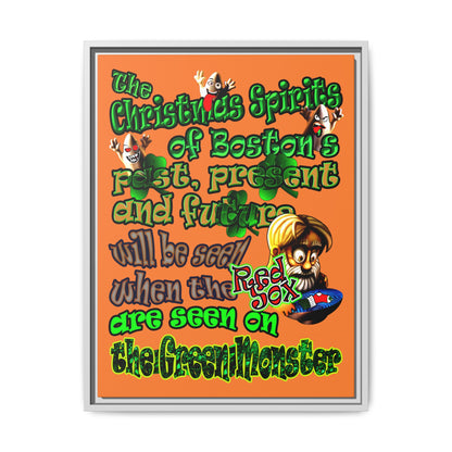 christmas spirits of boston - framed canvas art (crusta)