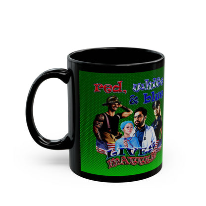rw&b lives matter - Black Mug (logo green)
