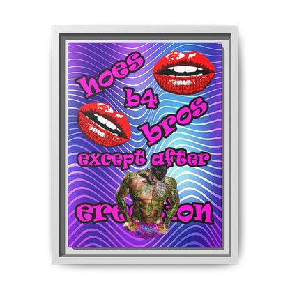 hoes b4 bros - framed canvas art (purple wave)