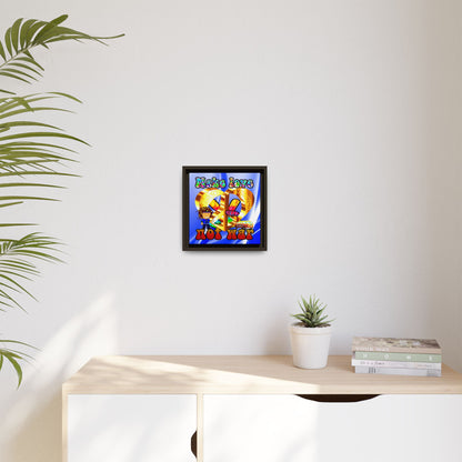 love peace - framed canvas art (blue-white wave)
