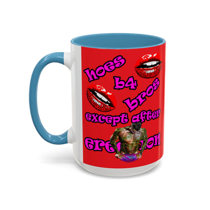 hoes b4 bros - Accent Mug (red)