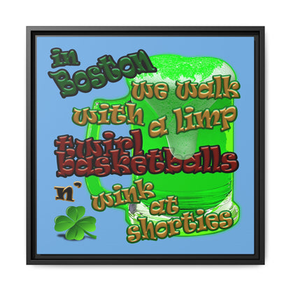 celtics logo - framed canvas art (light blue)