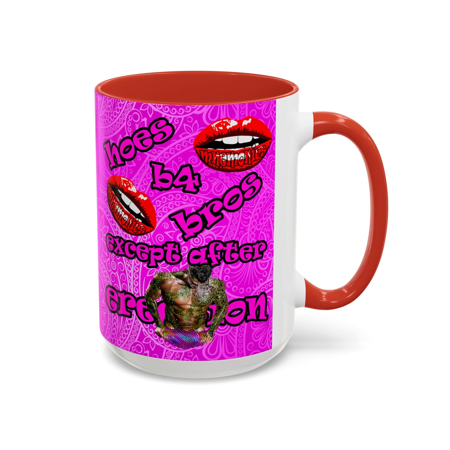 hoes b4 bros - Accent Mug (pink swirl)