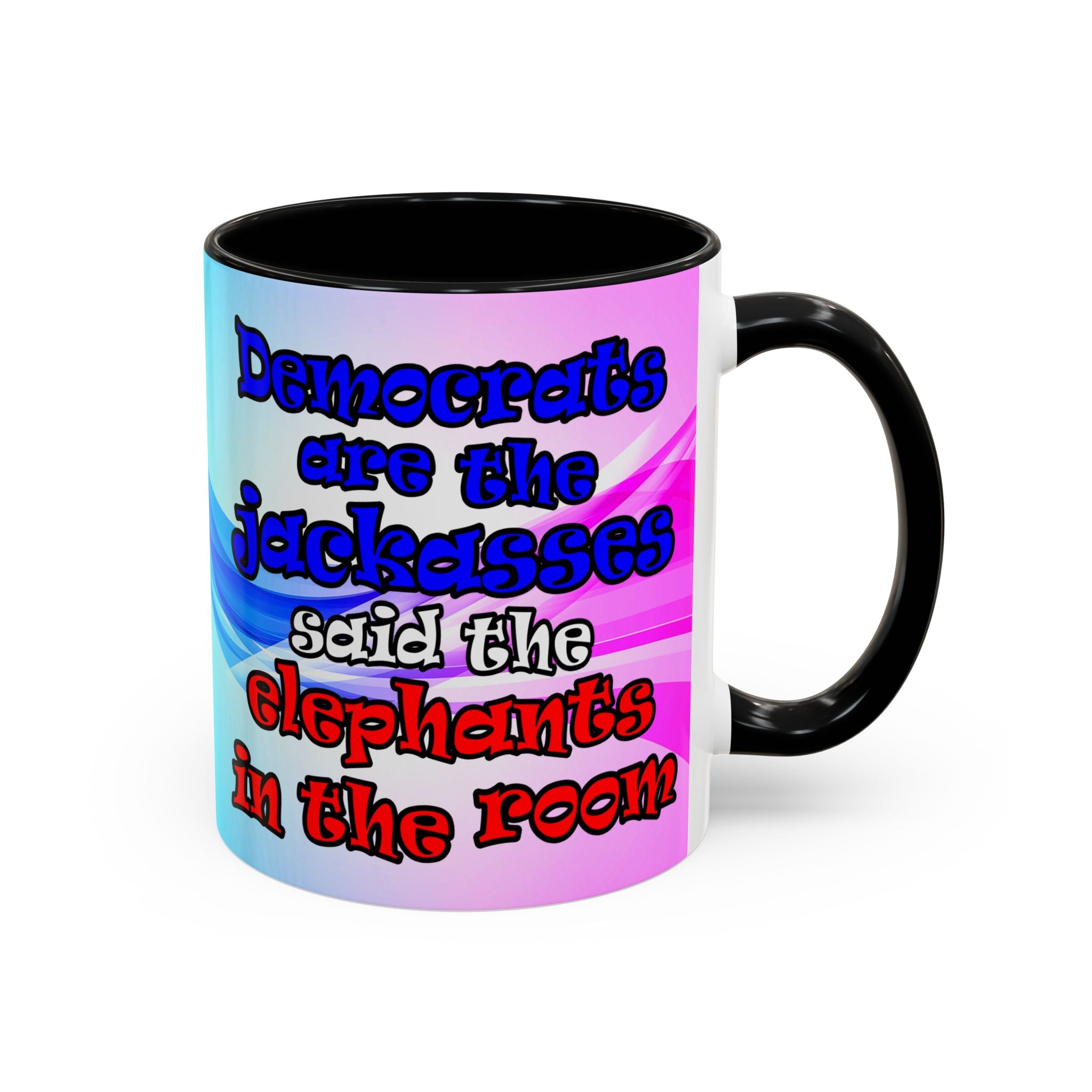 donkeys and elephants - Accent Mug (light blue-pink wave)