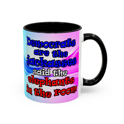 donkeys and elephants - Accent Mug (light blue-pink wave)