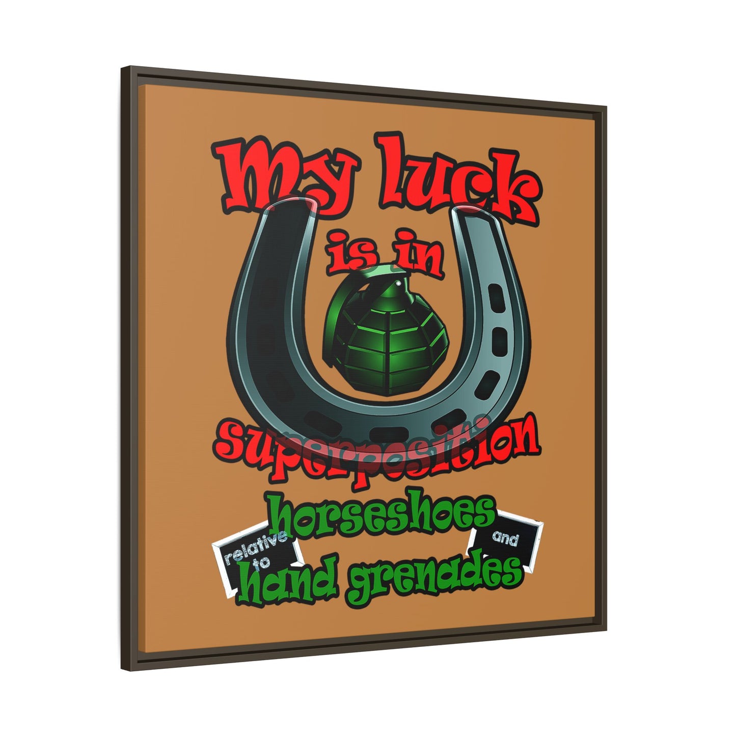 my luck - framed canvas art (light brown)