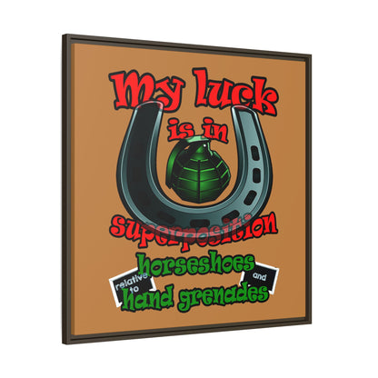 my luck - framed canvas art (light brown)