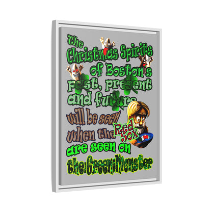 christmas spirits of boston - framed canvas art (light grey)