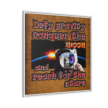 defy conquer reach - framed canvas art (brown papyrus)