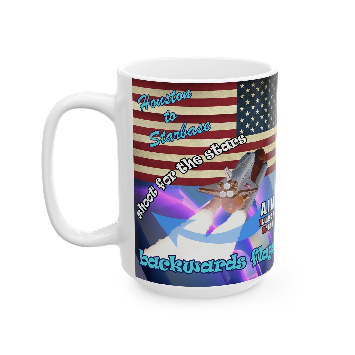 shoot for the stars - White Mug (grey-pink wave)