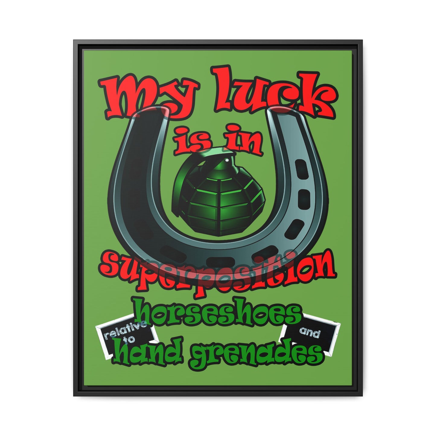 my luck - framed canvas art (green)