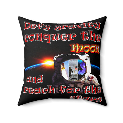 defy conquer reach - Spun Polyester Square Pillow - (black)