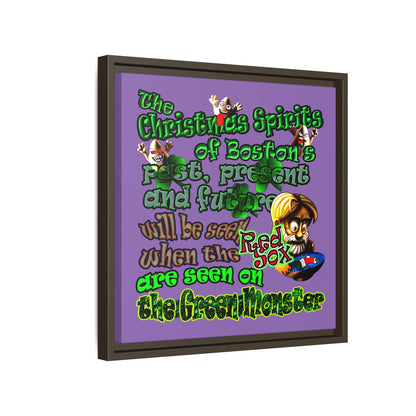 christmas spirits of boston - framed canvas art (light purple)