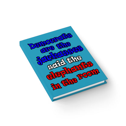 donkeys and elephants - journal-lined (turquoise)