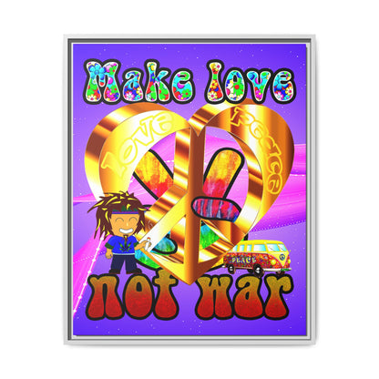 love peace - framed canvas art (purple-pink wave)