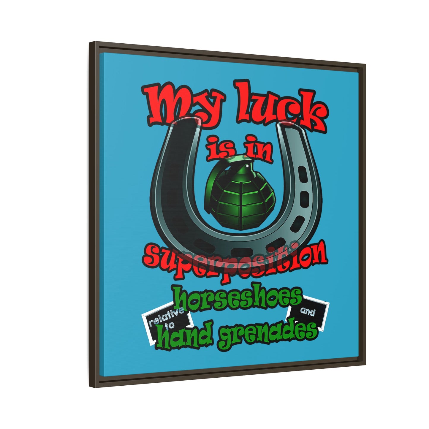 my luck - framed canvas art (turquoise)