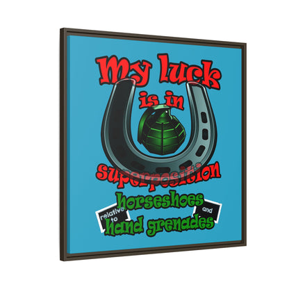 my luck - framed canvas art (turquoise)
