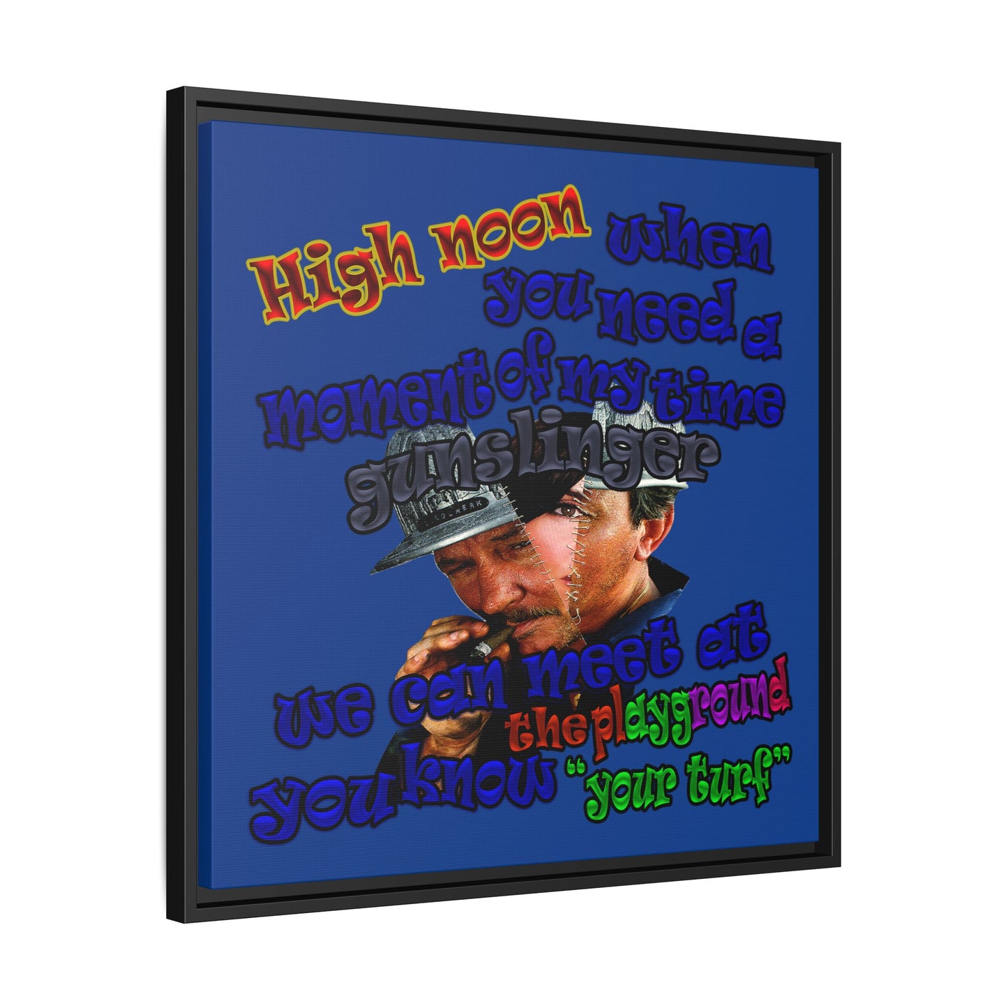high noon - framed canvas art (dark blue)