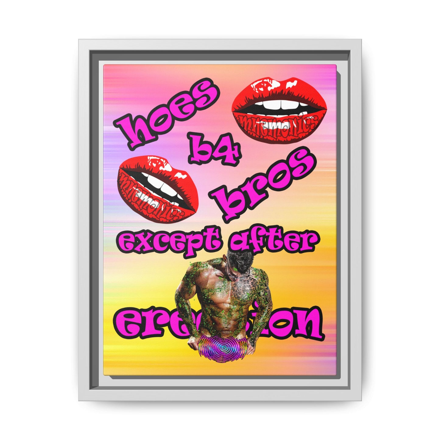 hoes b4 bros - framed canvas art (color blur)