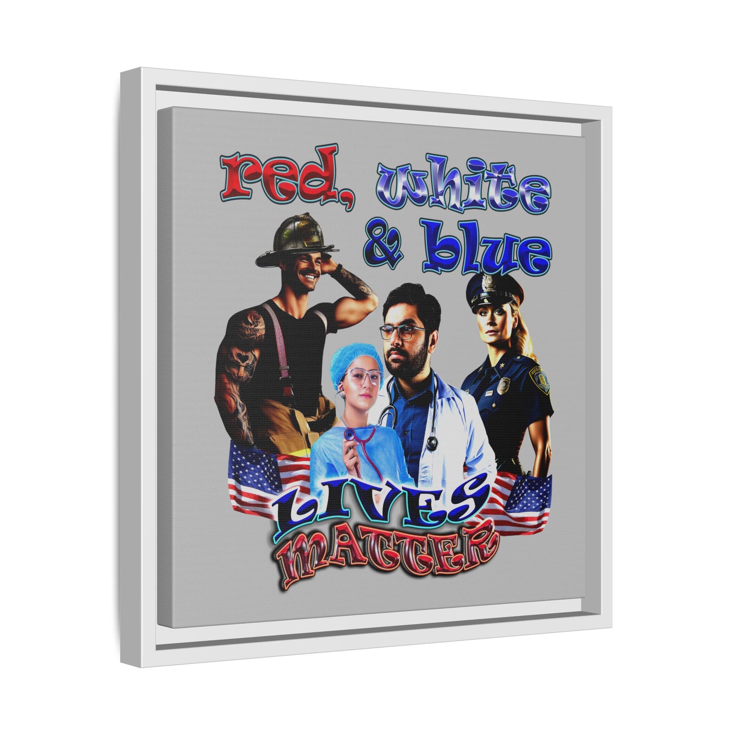 rw&b lives matter - framed canvas art (light grey)