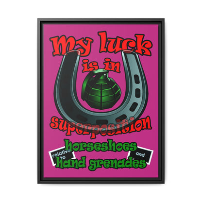 my luck - framed canvas art (pink)