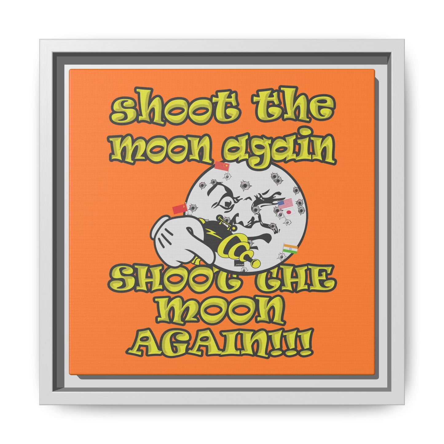 shoot the moon again - framed canvas art (crusta)